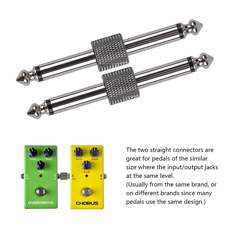 Rayzm Guitar Pedal Patch Connector, 6.35mm (1/4") Effect Pedal to Pedal Coupler, Male to Male Plug Adaptor for Guitar Pedalboard Instead of Patch Cable, Pack of 4 (2 Straight & 2 Z Type) - Image 4